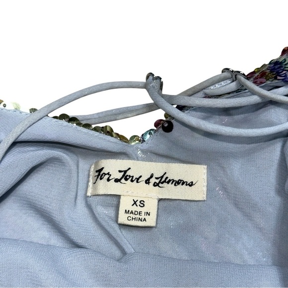 For Love & Lemons Multi Colored Showtime Sequin Mini Dress Womens XS - Picture 5 of 8